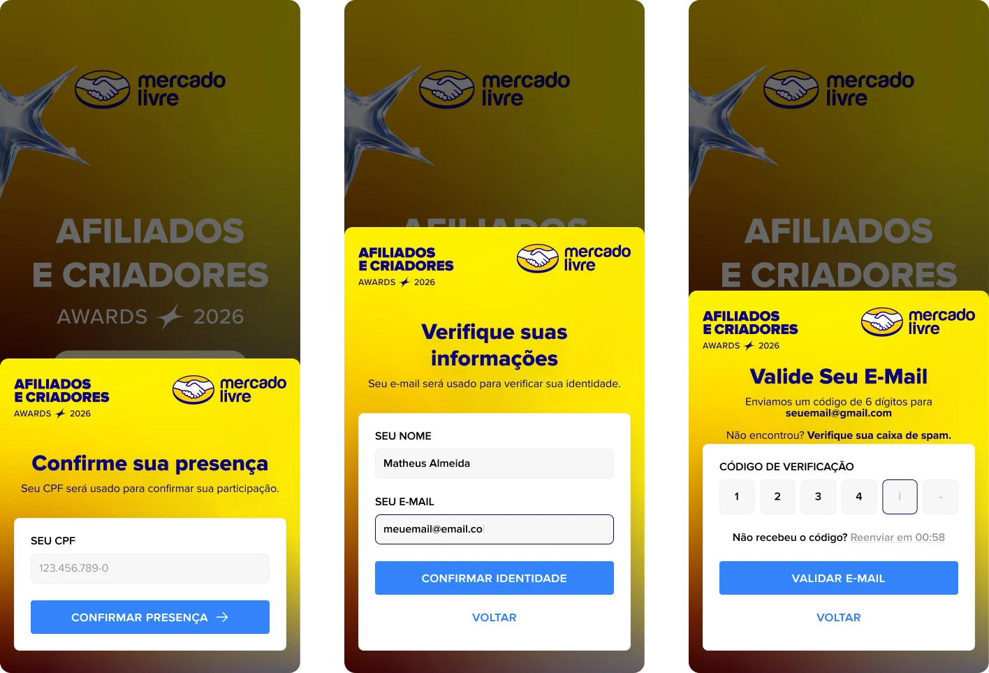 VIP RSVP confirmation and email validation flow